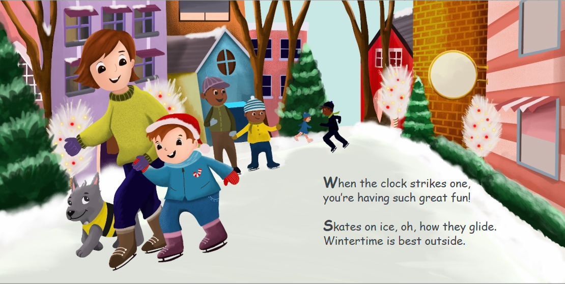 Interior spread from When the Clock Strikes on Christmas Eve